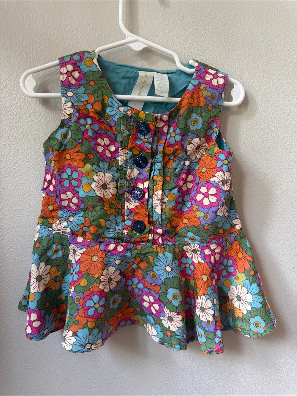 Matilda Jane Floral Peplum Tank Top in Teal, Orange & Purple